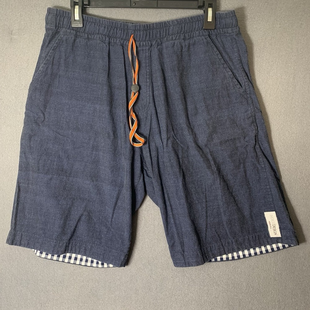 Indigedesign Honolulu Shorts Mens 32 Casual Navy Blue Gingham Trim
